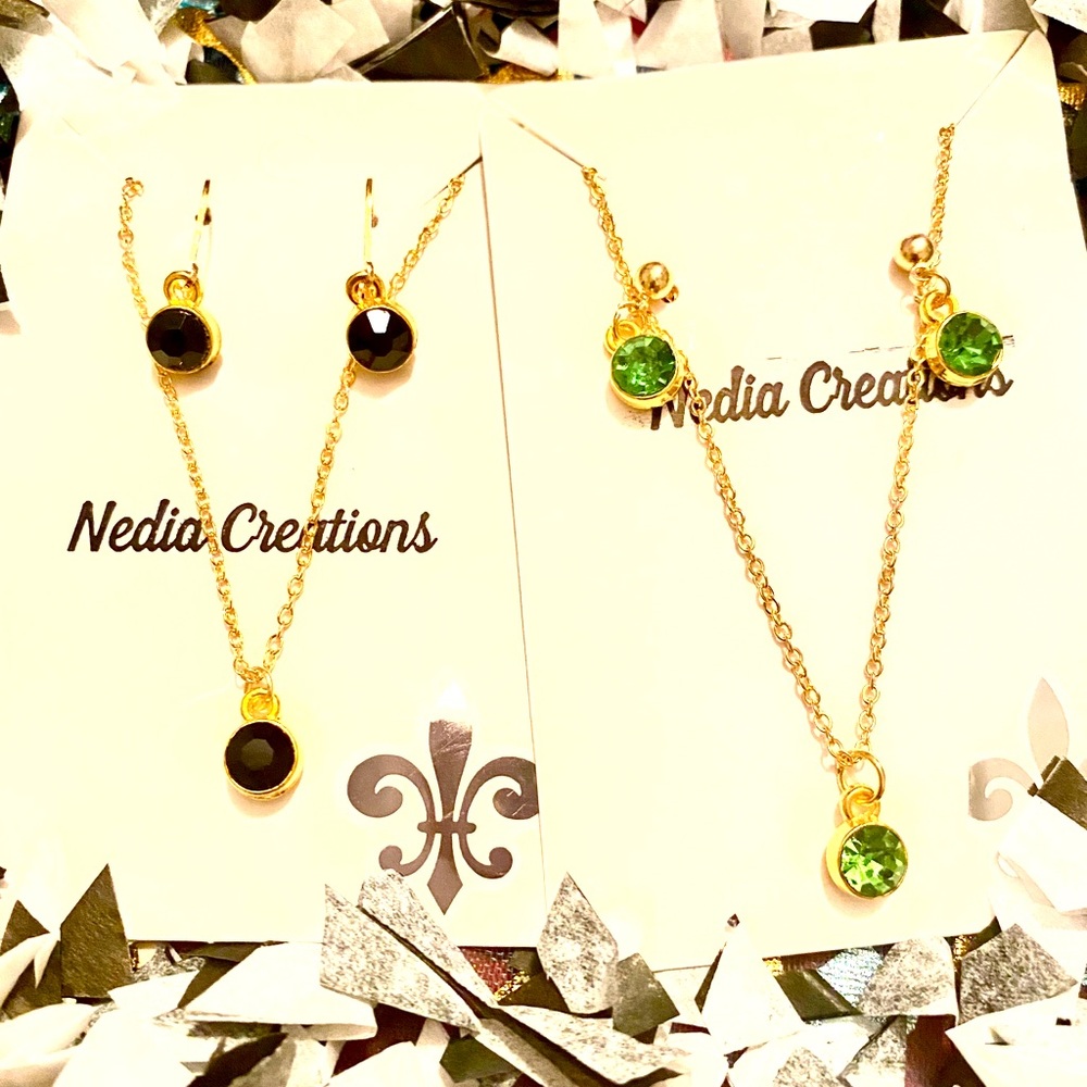 Two Beautiful Rhinestone Necklace and Earrings Set